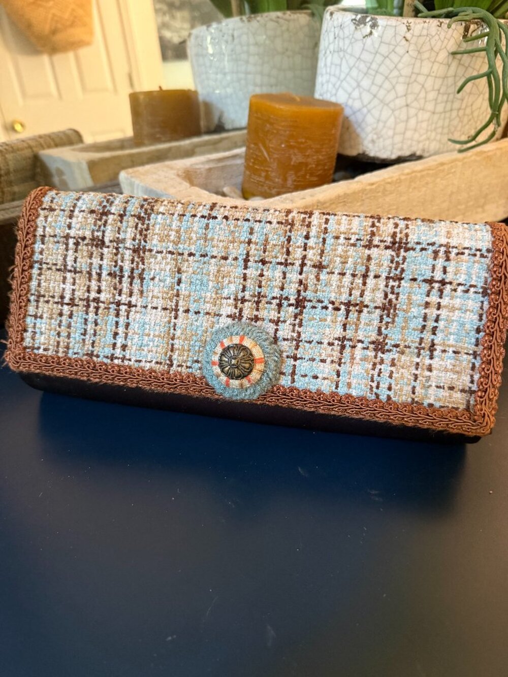 Lorren Bell Plaid Clutch